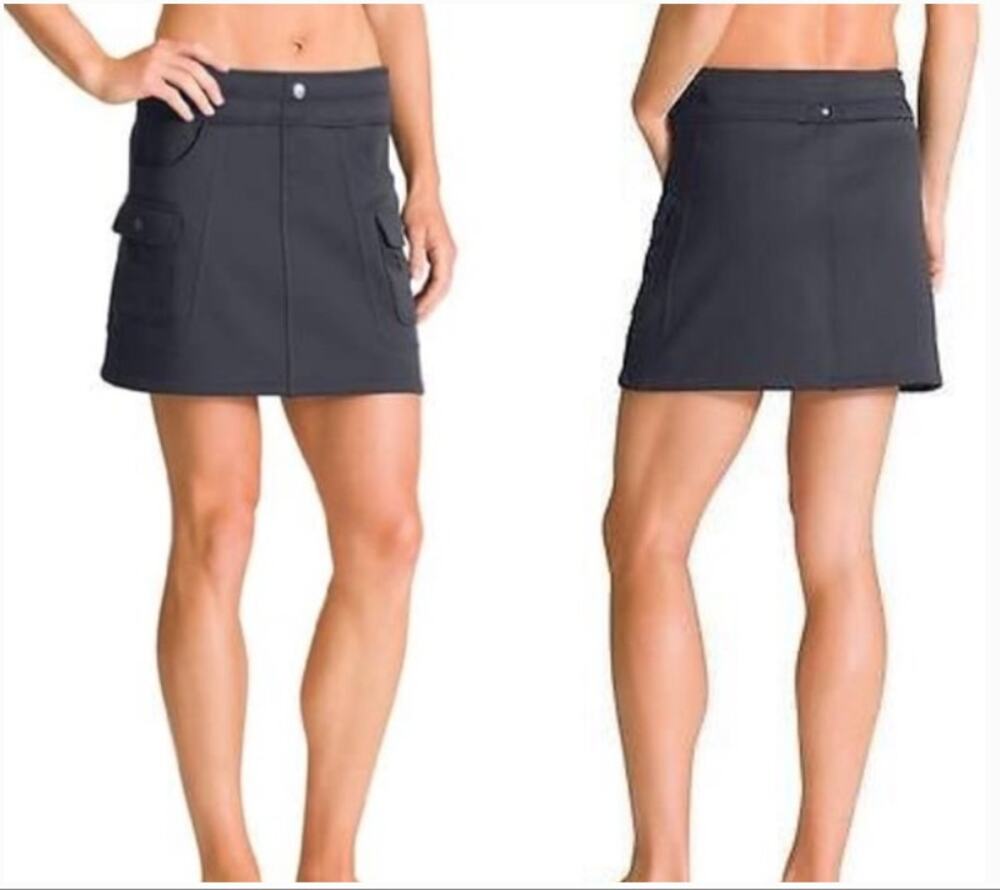 Athleta Snowslide Cargo Mini Skirt Womens Medium Black Fleece Lined Outdoor Hike